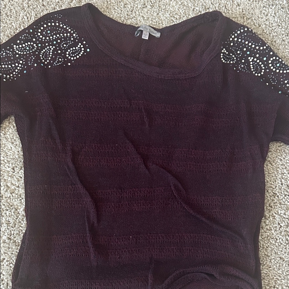 Charlotte Russe Deep Purple Blouse with Embellished Shoulders